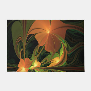Fantasy Plant Abstract Green Rust Brown Fractal Doormat