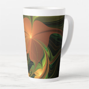 Fantasy Plant Abstract Green Rust Brown Fractal Latte Mug