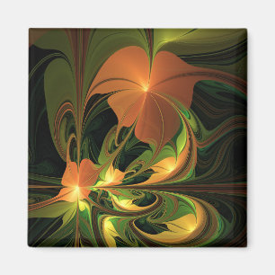 Fantasy Plant Abstract Green Rust Brown Fractal Magnet
