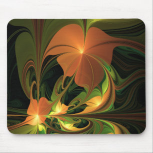 Fantasy Plant Abstract Green Rust Brown Fractal Mouse Pad