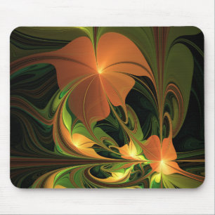 Fantasy Plant Abstract Green Rust Brown Fractal Mouse Pad