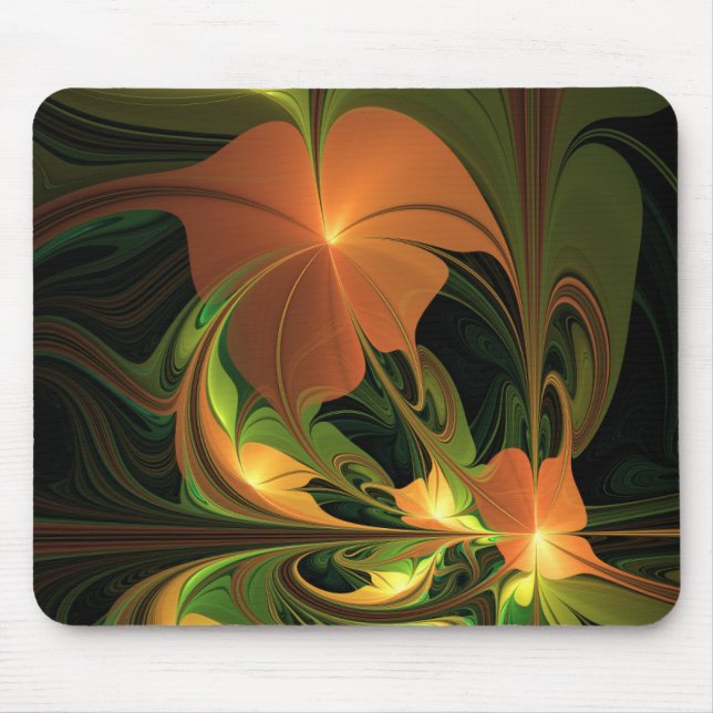 Fantasy Plant Abstract Green Rust Brown Fractal Mouse Pad (Front)