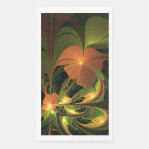 Fantasy Plant Abstract Green Rust Brown Fractal Napkin