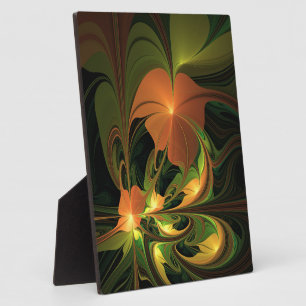 Fantasy Plant Abstract Green Rust Brown Fractal Plaque
