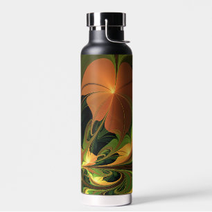 Fantasy Plant Abstract Green Rust Brown Fractal Water Bottle