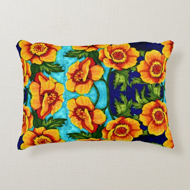 Fantasy Poppies Throw Pillow (Front)