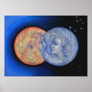 Fantasy Poster Sun Moon romantic God Goddess Art