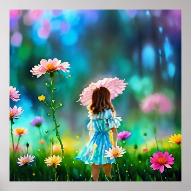 *~ Fantasy  Pretty AP56 Little Girl Giant Flower Poster (Front)