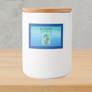 Fantasy Pretty Aqua Blue Sea Dragon Seaweed Bubble Food Label