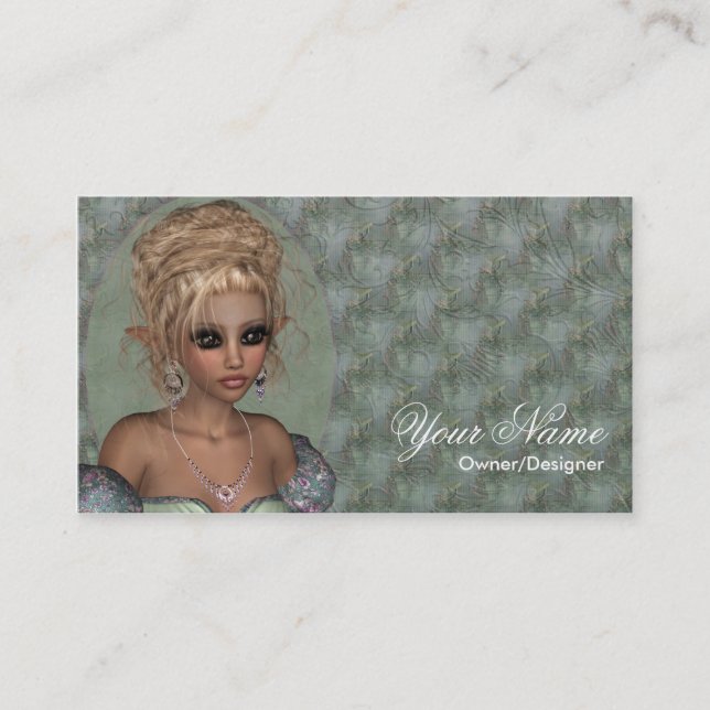Fantasy Pretty Blonde Fairy Business Card (Front)