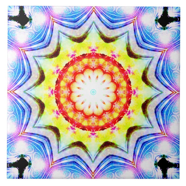 Fantasy Priest Mage Magical Vibrant Mandela Tile (Front)