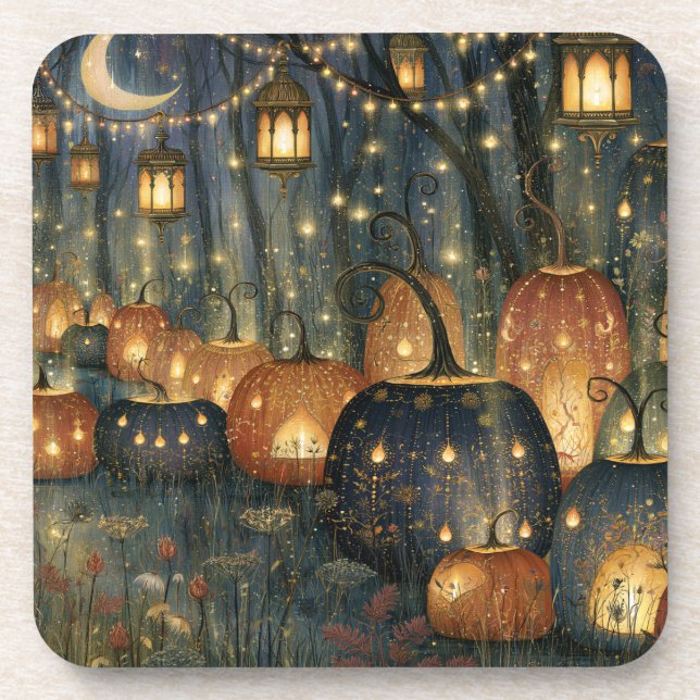 Fantasy Pumpkins and Lanterns Mystical Coaster (Front)
