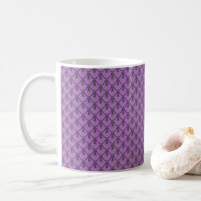 FANTASY PURPLE DRAGON SCALES PATTERN Novelty Coffee Mug (With Donut)