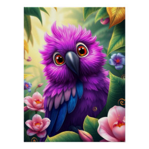 Fantasy Purple Parrot  Poster