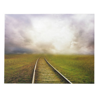 Fantasy Rail Tracks in a Fall Dawn Meadow Notepad