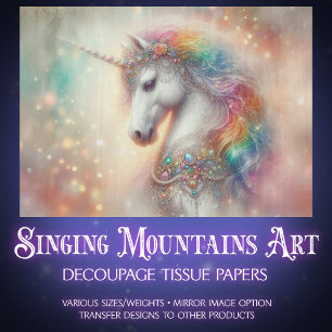 Fantasy Rainbow Decorative Unicorn Decoupage  Tissue Paper