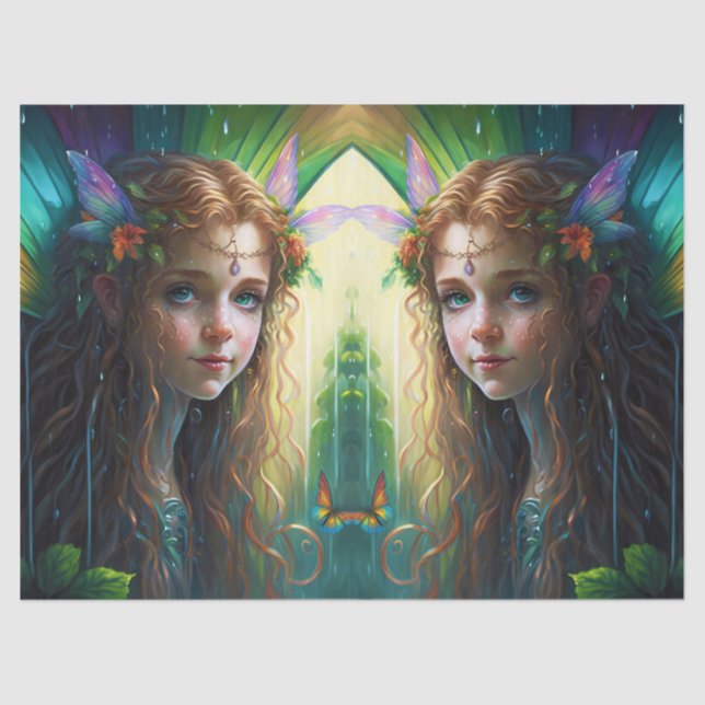  Fantasy Rainbow Fairy Girl Decoupage Tissue Paper (Front)