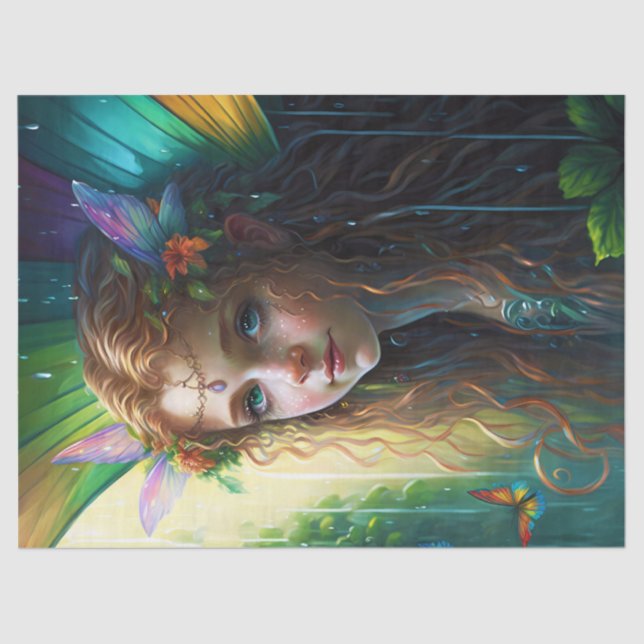  Fantasy Rainbow Fairy Girl Decoupage Tissue Paper (Front)