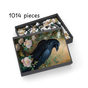 Fantasy Raven & Bloom – Enchanted Gothic Art Jigsaw Puzzle
