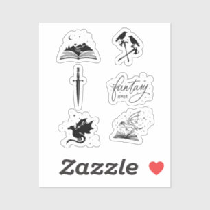 Fantasy reader collection with dagger dragon book