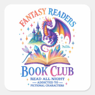 Fantasy Readers Book Club....  Square Sticker