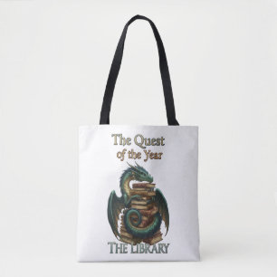 Fantasy Reading Dragon Librarian   The Quest of th Tote Bag