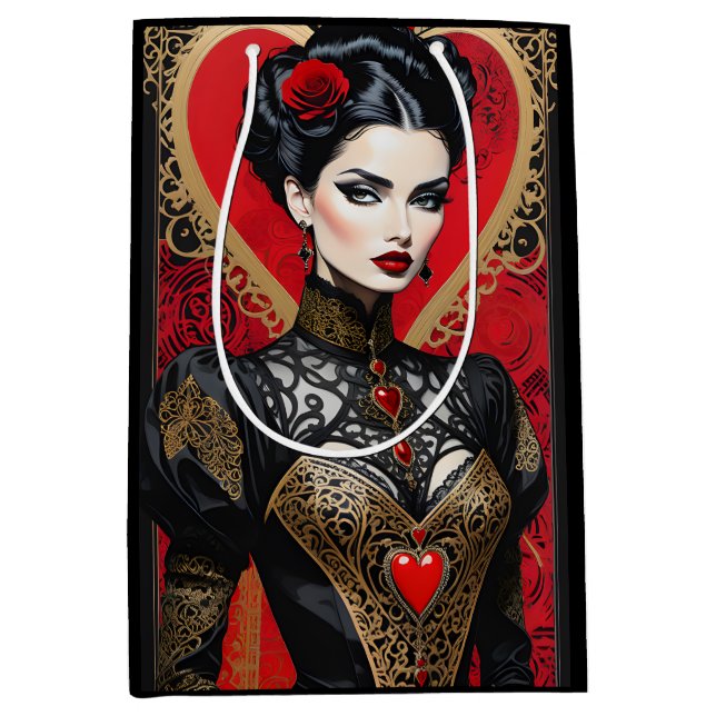 Fantasy Red and Black Goth Lady Gift Bag (Front)