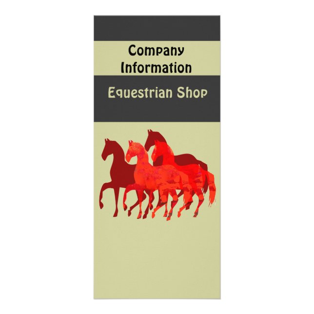Fantasy Red Horses Rack Card (Front)