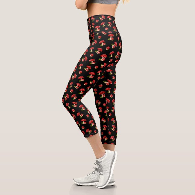 Fantasy Red Magical Spotted Mushroom Capri Leggings (Left)
