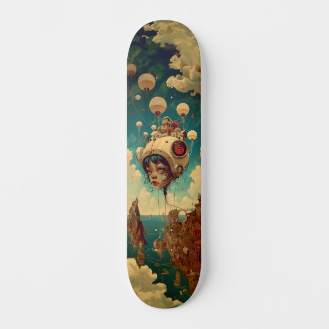 Fantasy robot ship wall art skateboard (Front)