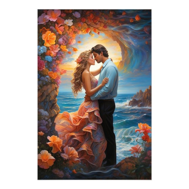 *~* Fantasy Romantic AP51 Ocean Waves Rocky Photo Print (Front)