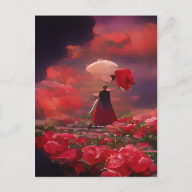 Fantasy Rose Field Under the Sky Postcard (Front)