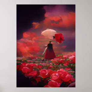 Fantasy Rose Field Under the Sky Poster