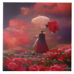 Fantasy Rose Field Under the Sky Tile