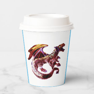 Fantasy Ruby Red Dragon Paper Cups