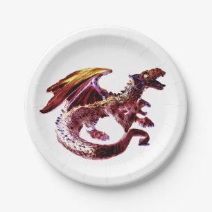 Fantasy Ruby Red Dragon  Paper Plate