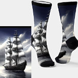 Fantasy Sailing Ship under Grey Skies Clouds Socks<br><div class="desc">Fantasy Sailing Ship Socks - - see more great sock designs in my store.</div>