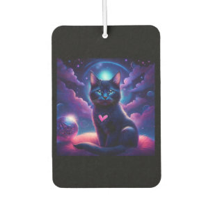 Fantasy Scene Black Kitten Beautiful Blue Eyes Car Air Freshener