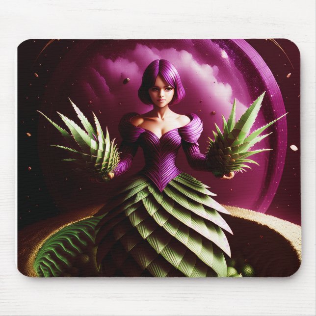 Fantasy Scene With Pineapple Girl Mouse Pad (Front)