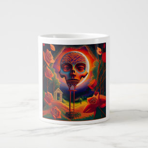 Fantasy Scene With Roses And Stange Man Creature Large Coffee Mug