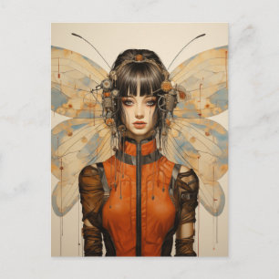 Fantasy Scifi Insect Woman Butterfly Wings Postcard