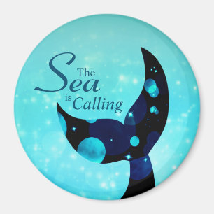 Fantasy Sea Green Bokeh Whale Tail Quote Magnet