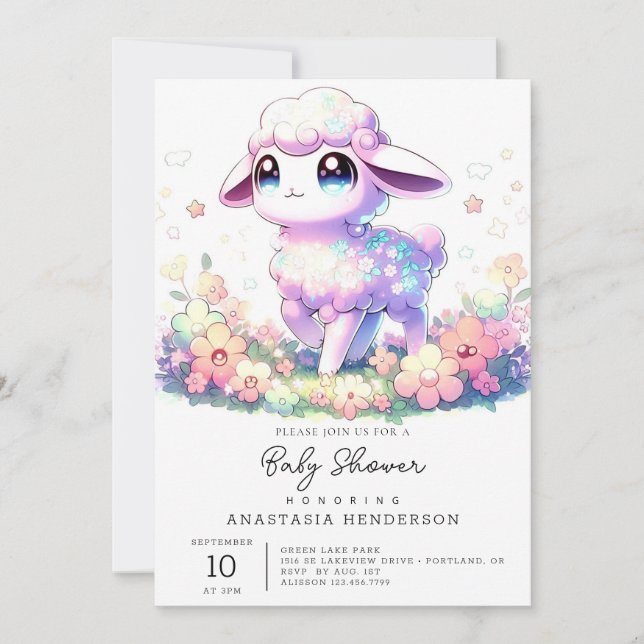 Fantasy Sheep Baby Shower Invitation (Front)
