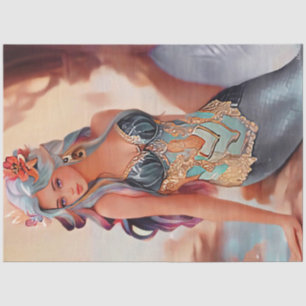 Fantasy Silver Watercolor Mermaid Tissue Paper