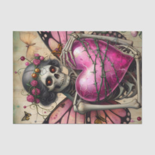 Fantasy Skeleton With Barbed Wire Heart decoupage Tissue Paper
