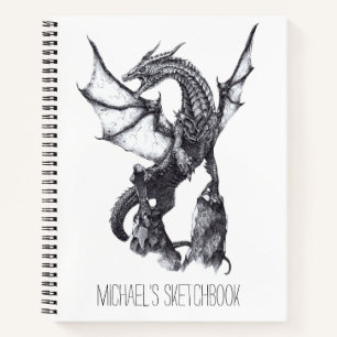 Fantasy Sketchbook Dragon Drawing Custom Name Notebook