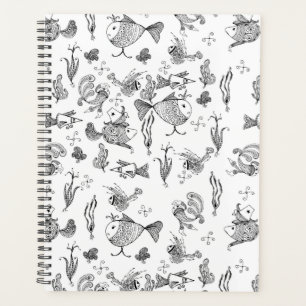Fantasy sketched fishes creachers plants leaves se planner
