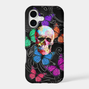 Fantasy skull and coloured butterflies