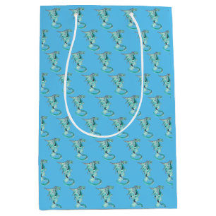 Fantasy Sky Blue Dragon Light Blue Medium Gift Bag