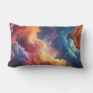Fantasy Sky Vibe dreamy Multicolored Cloudscape Lumbar Cushion